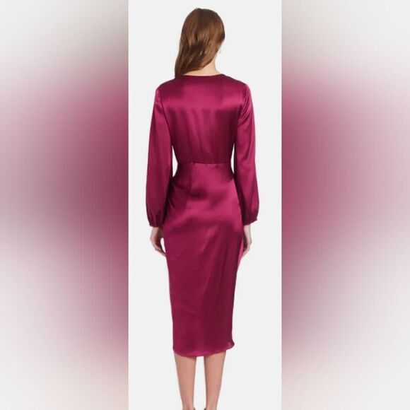Amanda Uprichard long sleeve Roma Midi dress NWT sz Small Aubergine Purple - Picture 2 of 5